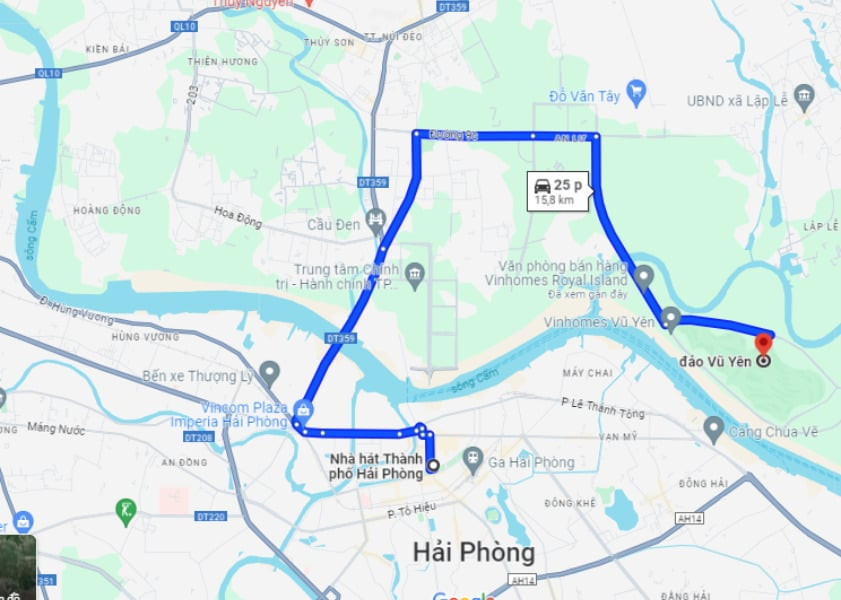 Cách đi đến đảo Vũ Yên