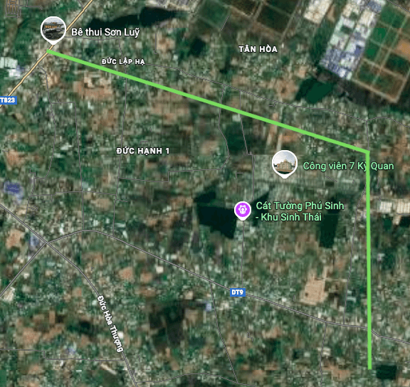 Sơ đồ tuyến đường quy hoạch trên Google Map tại xã Đức Lập
