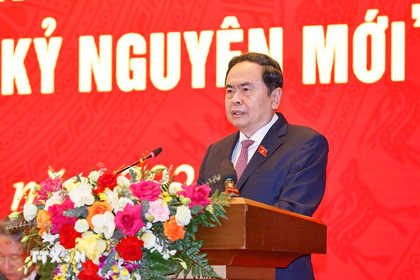 Chủ tịch Quốc hội Trần Thanh Mẫn phát biểu khai mạc và chỉ đạo Diễn đàn. (Ảnh: Doãn Tấn/TTXVN)