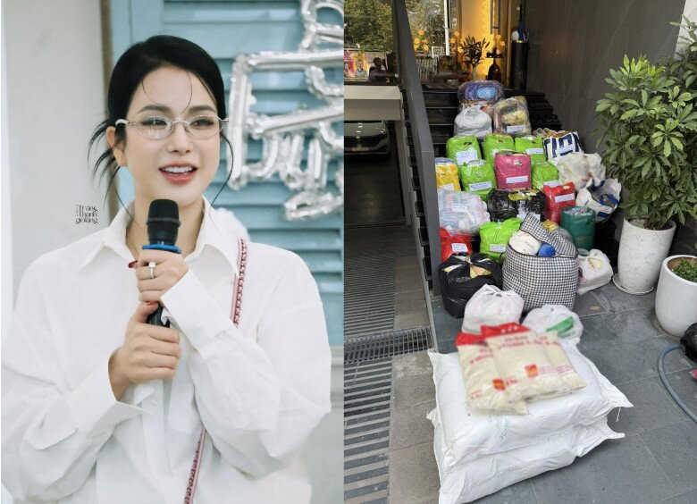 Diệp Lâm Anh huy động xe 0 đồng, gửi hàng cứu trợ đến bà con miền Trung.