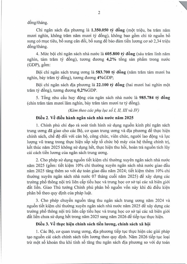 Toàn văn Nghị quyết số 245/2025/QH15 về dự toán ngân sách nhà nước năm 2026- Ảnh 2.