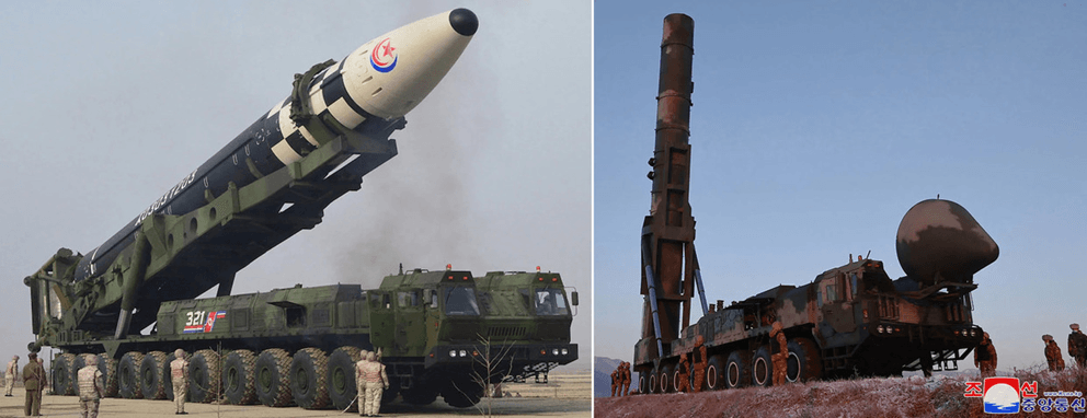 (L) Hwasong-17; (R) Hwasong-18 - Ảnh Ruwiki KCNA