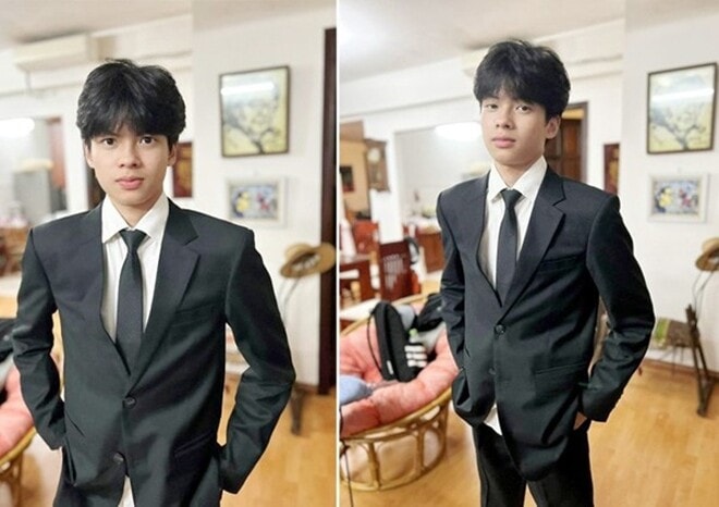 Trần Bờm dậy thì thành công, sở hữu vẻ điển trai nam tính.