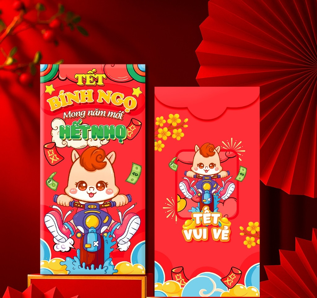 Mẫu bao lì xì in những câu nói thịnh hành được giới trẻ ưa chuộng.