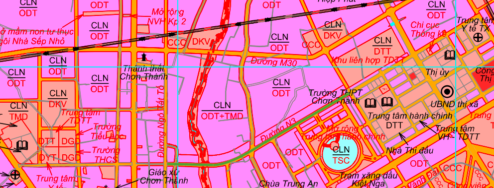Bản đồ quy hoạch tuyến đường N3 tại phường Chơn Thành, thị xã Chơn Thành, tỉnh Bình Phước.