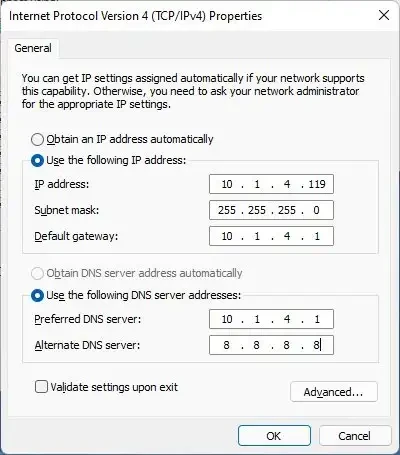 thiet lap dia chi IP tinh tren Windows 11.2