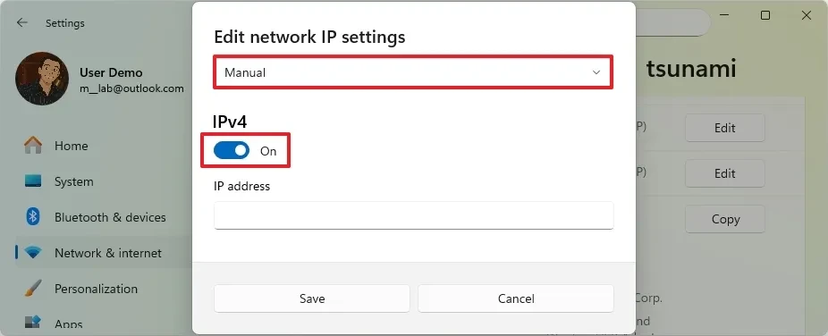 thiet lap dia chi IP tinh tren Windows 11.10