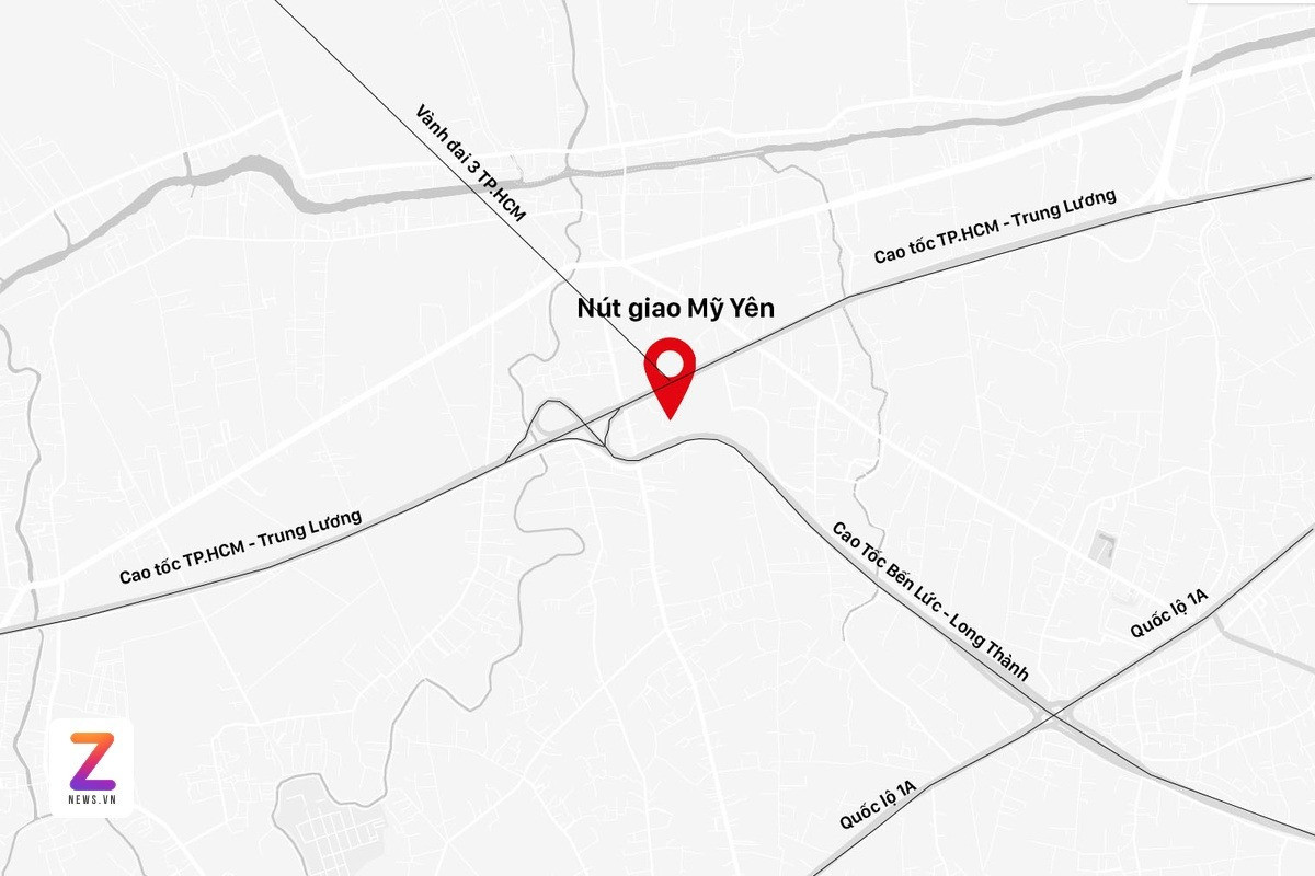 Vị trí nút giao Mỹ Yên kết nối ba tuyến cao tốc quan trọng tại cửa ngõ phía Tây TP.HCM.