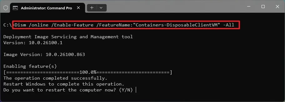 bat Windows Sandbox tren Windows 11 10.2