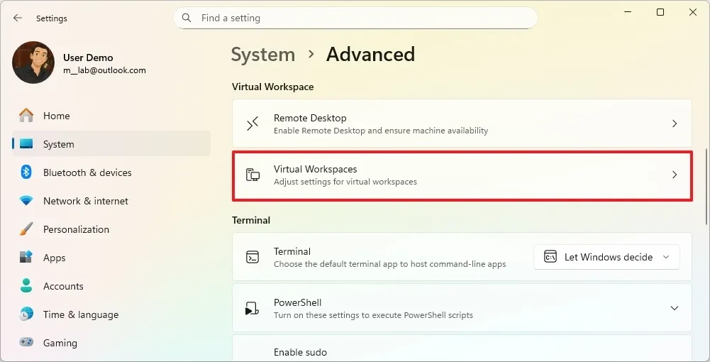 bat Windows Sandbox tren Windows 11 10.7