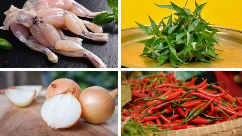 Nguyên liệu làm ếch kho rau răm