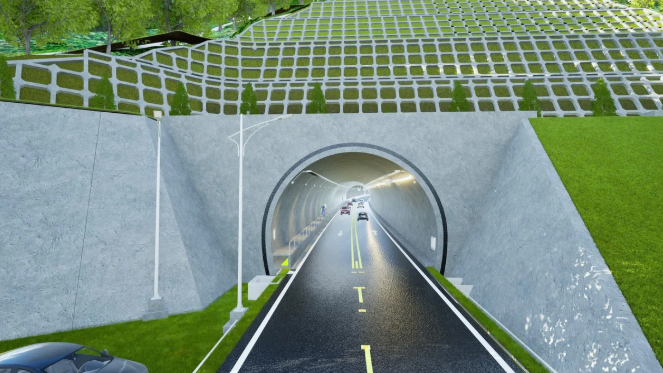 Mô phỏng đường hầm Hoàng Liên kết nối hai tỉnh Lào Cai và Lai Châu.