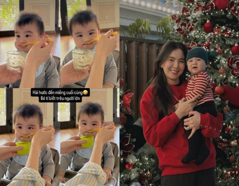 Con trai Á hậu Tú Anh nhận giải thưởng tại trường.