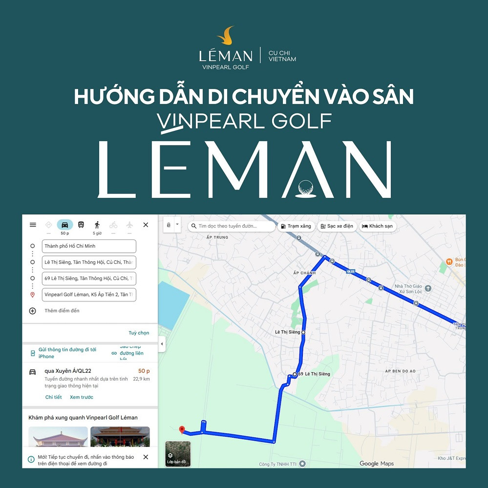 Bản đồ chỉ dẫn đường đến Vinpearl Golf Léman
