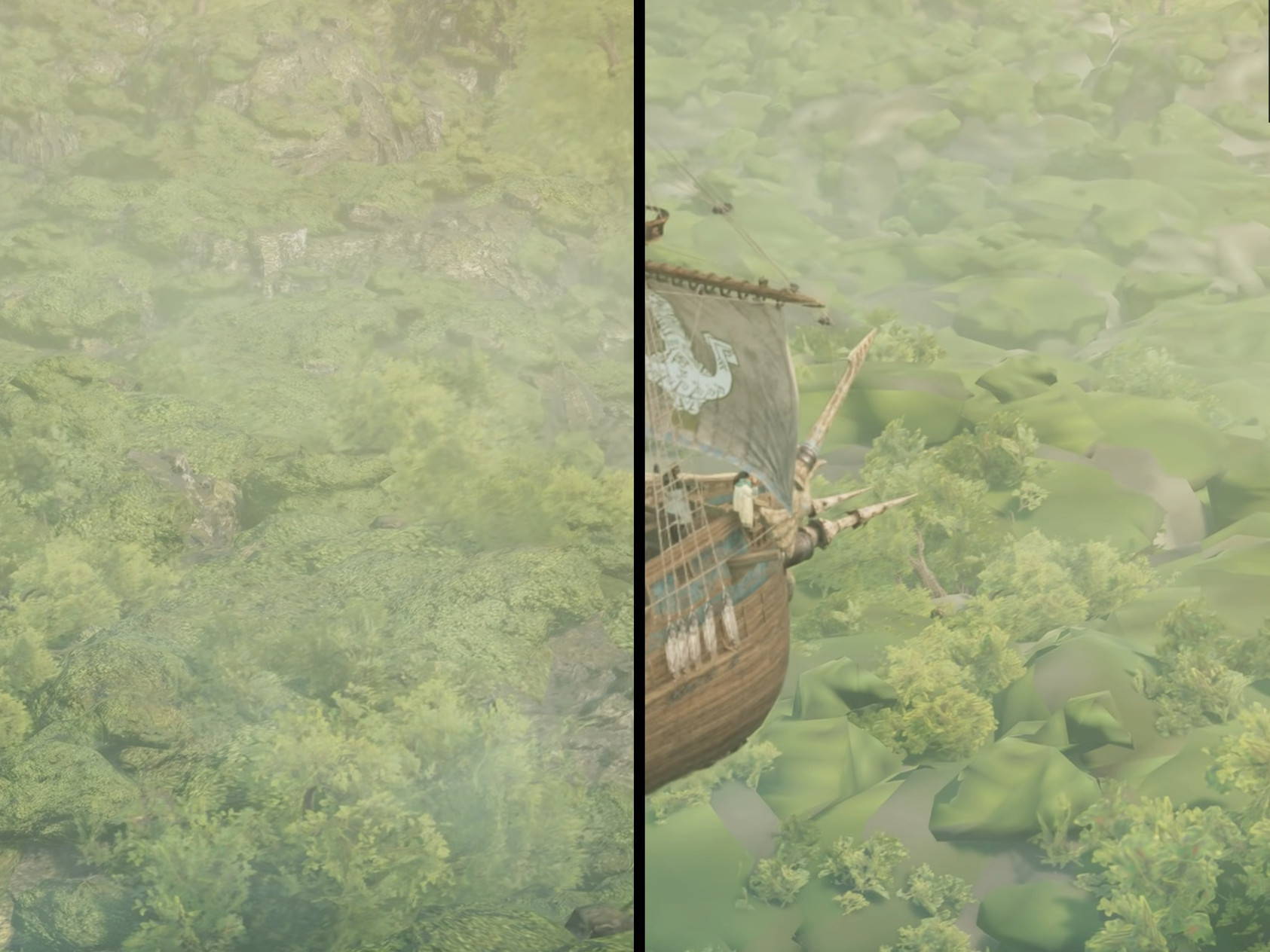 Lỗi hiển thị kết cấu mặt đất trong Monster Hunter Wilds tại thiết lập High Texture theo ghi nhận của Digital Foundry.