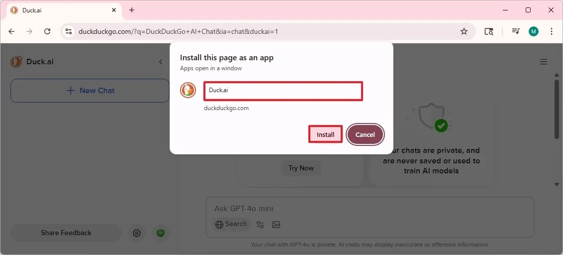 Hoàn tất cài đặt Duck.ai trên Chrome