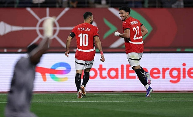 Các cầu thủ Ai Cập ăn mừng trong trận đấu với Zimbabwe tại AFCON 2025.