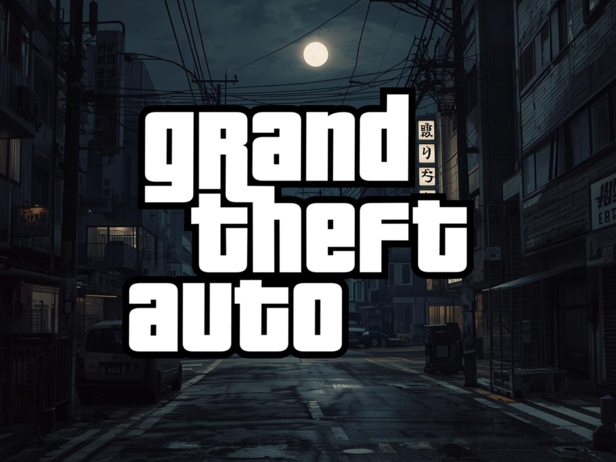 Logo Grand Theft Auto trên nền bối cảnh Tokyo