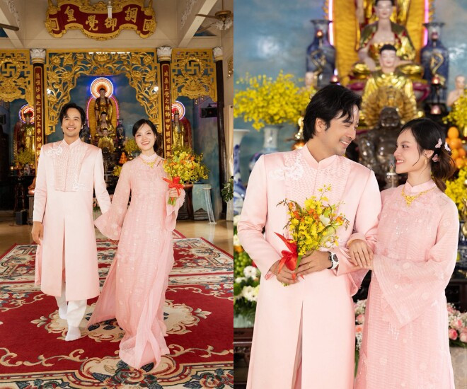 Đoàn Minh Tài và bà xã kém 16 tuổi làm lễ Hằng thuận ở 1 ngôi chùa tại TP.HCM.