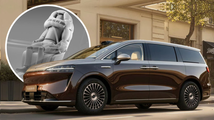 Túi khí dạng mũ bảo hiểm có thể xuất hiện trên Luxeed V9. Ảnh: CarNewsChina