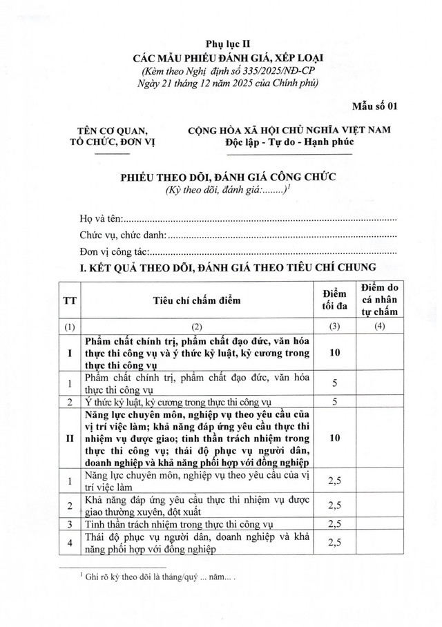 TOÀN VĂN: Nghị định 335/2025/NĐ-CP về đánh giá, xếp loại chất lượng cơ quan hành chính nhà nước và công chức- Ảnh 27.