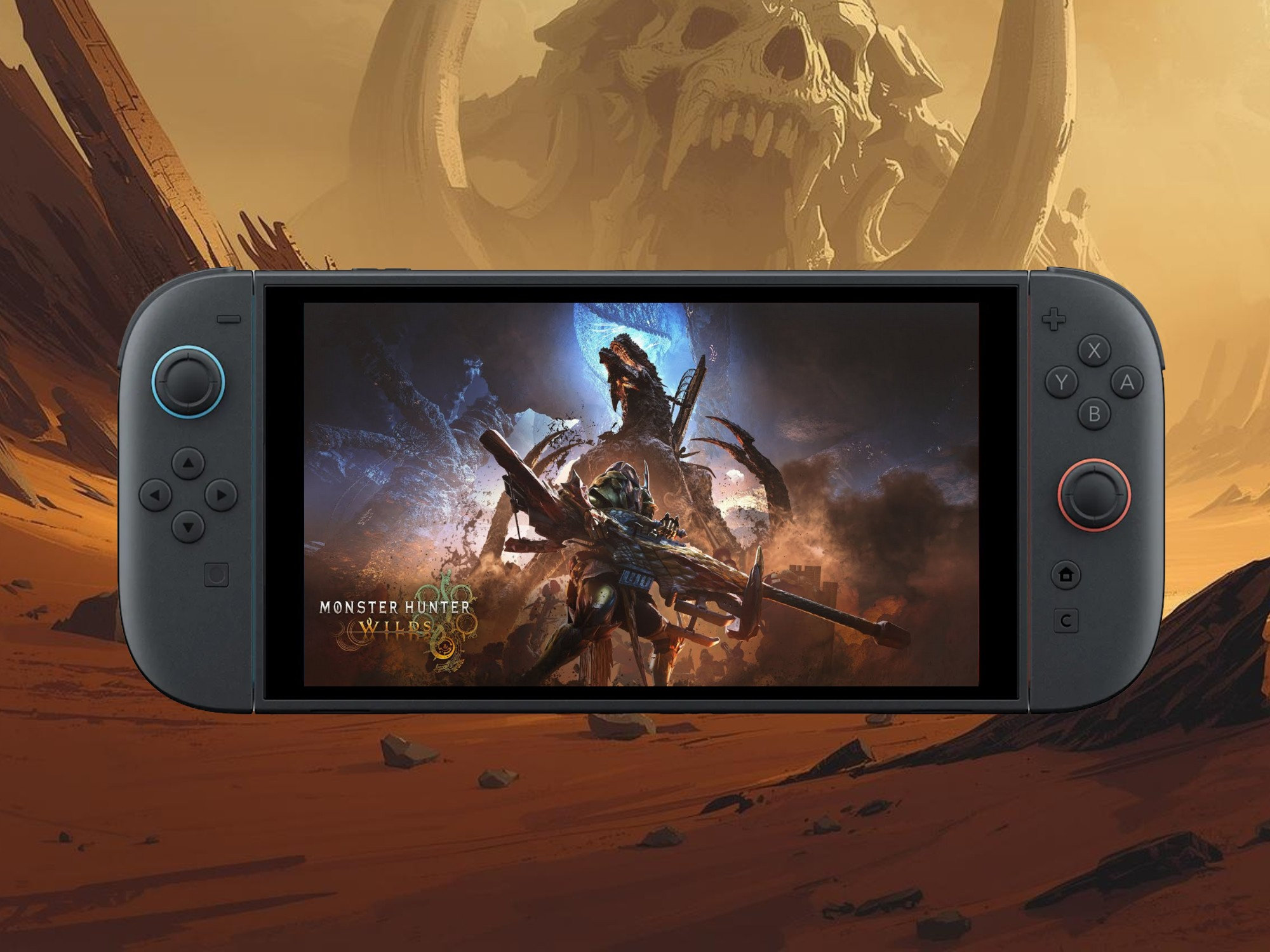 Hình ảnh mô phỏng phiên bản Monster Hunter Wilds trên hệ máy Nintendo Switch 2