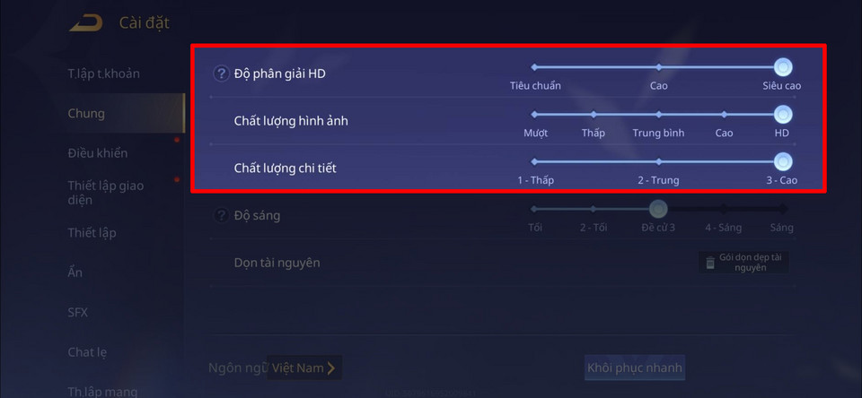 Giảm cấu hình đồ họa xuống mức trung bình hoặc thấp