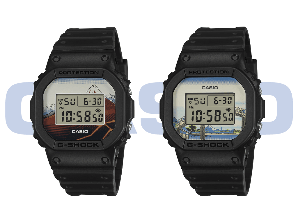 Hai mẫu đồng hồ Casio G-Shock DW-5600KHS25-1 và DW-5600KHFM-1 phiên bản nghệ thuật Hokusai