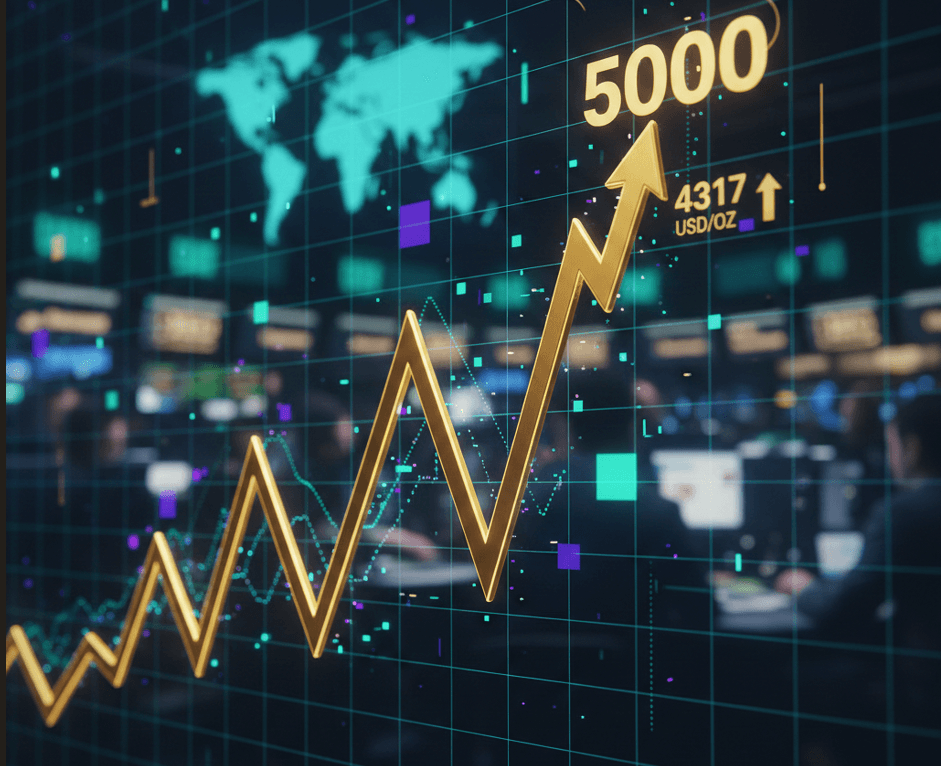 Biểu đồ dự báo thị trường vàng 2026 với ngưỡng kỳ vọng 5.000 USD/ounce