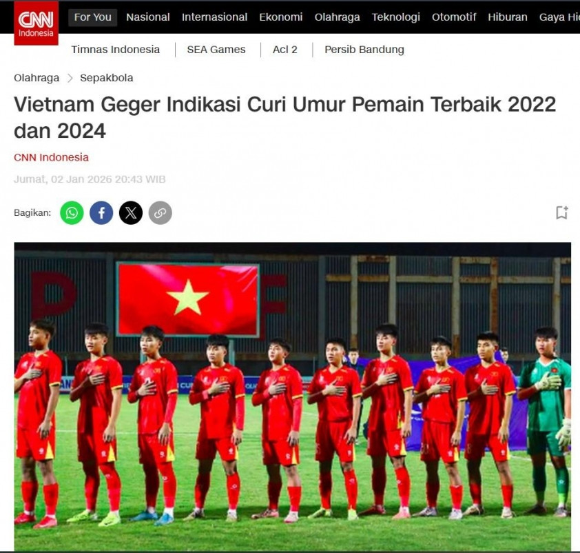Báo chí Indonesia đưa tin về vụ việc gian lận tuổi tại giải U19 Việt Nam