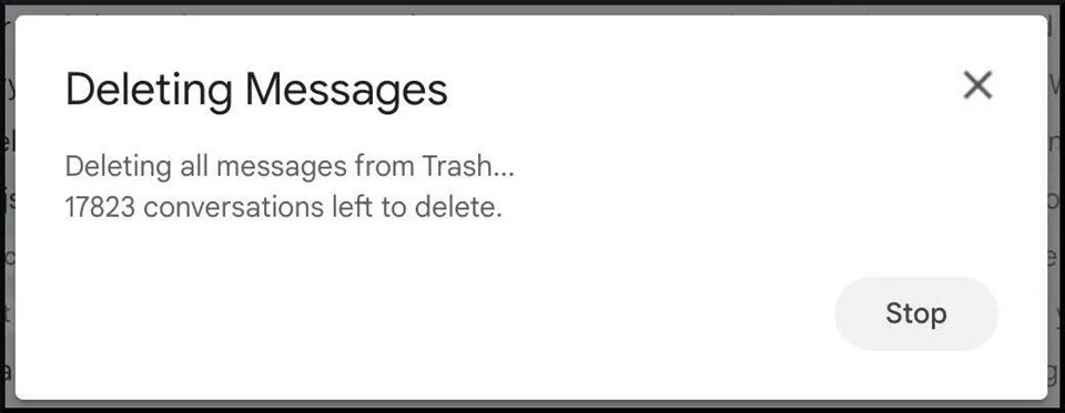 Dung lượng Gmail sau khi được giải phóng thành công
