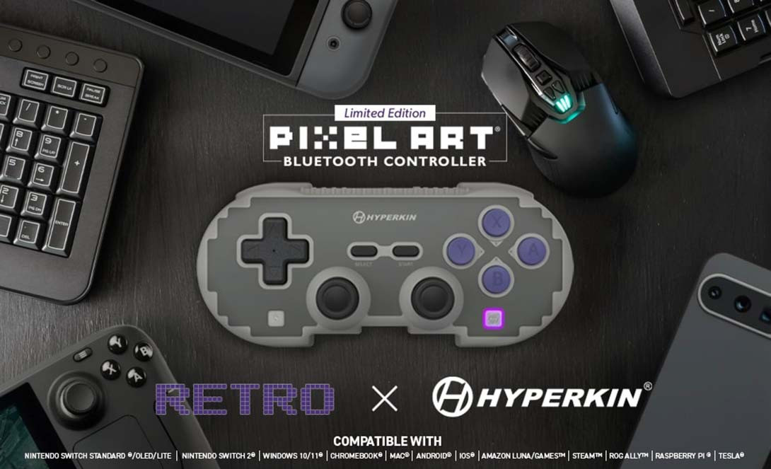 Tay cầm Hyperkin Pixel Art Wireless với thiết kế lấy cảm hứng từ SNES