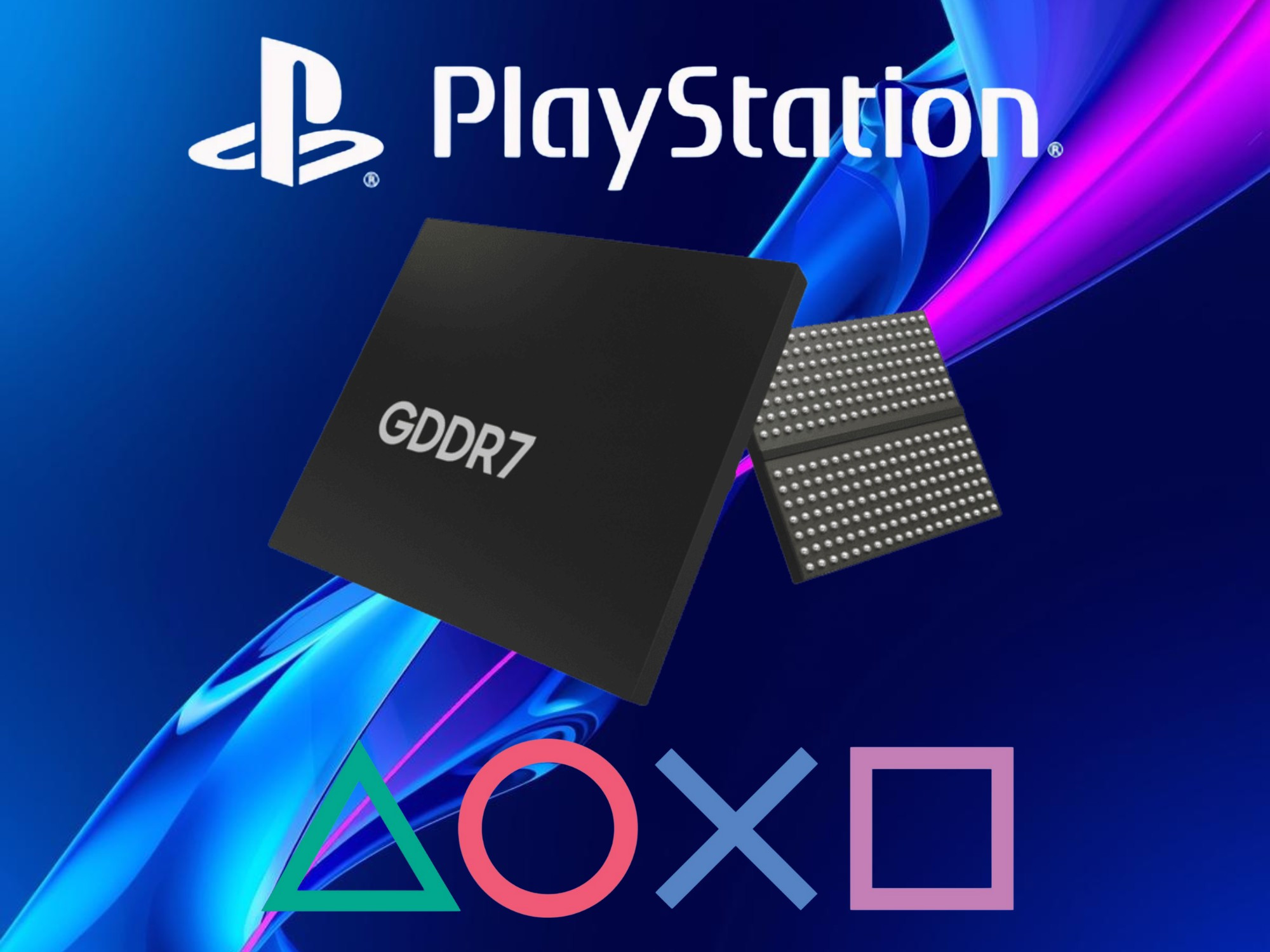 Logo PlayStation cùng bộ nhớ GDDR7