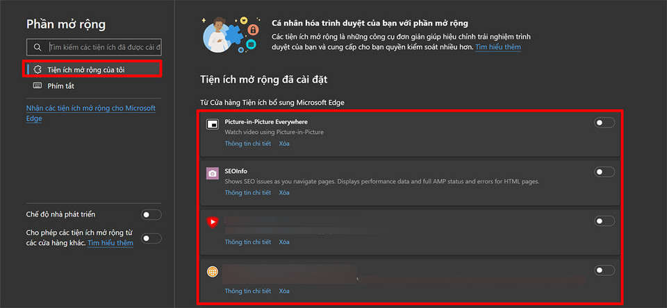 Xóa hoặc tắt các tiện ích mở rộng có khả năng gây xung đột