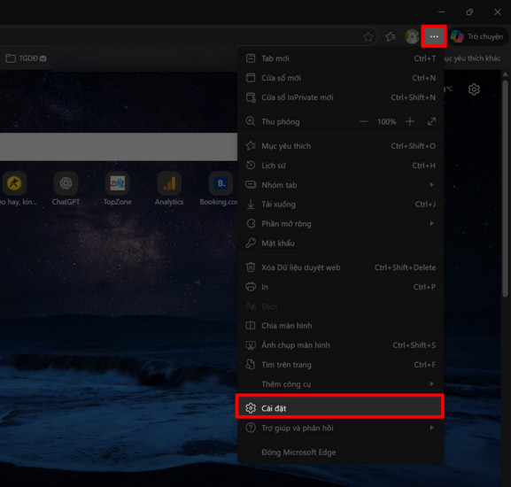 Truy cập thông tin giới thiệu về Microsoft Edge