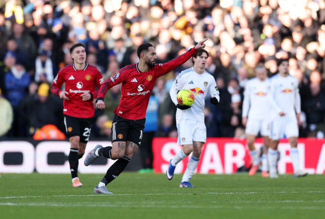 Matheus Cunha giúp M.U có điểm trước Leeds United. (Nguồn: Getty Images) manchester-united-0501.jpg
