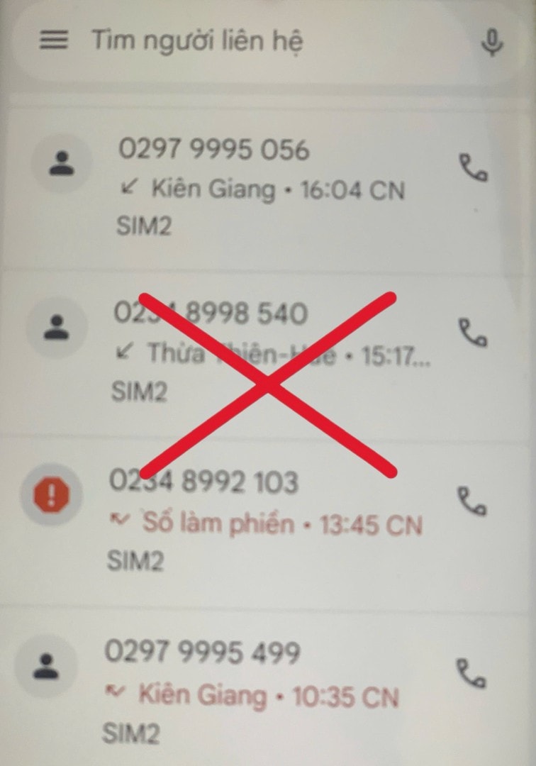 Số điện thoại của các đối tượng lừa đảo