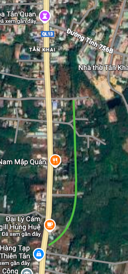 Sơ đồ thực tế tuyến đường 1,4 km nối ĐT756B với QL13