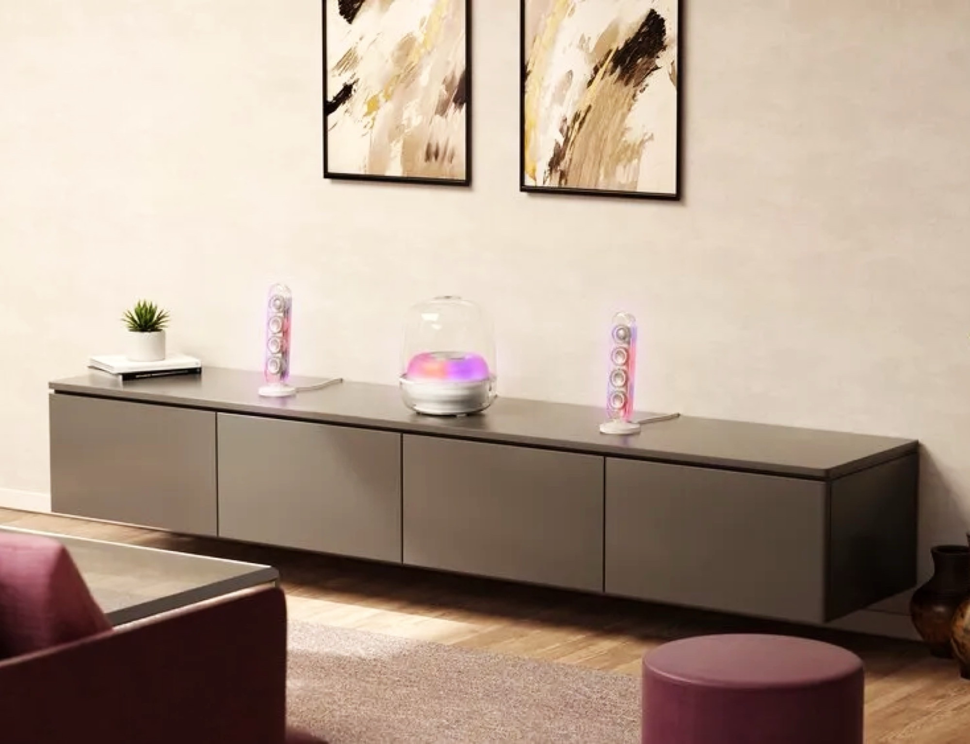 The Harman Kardon Soundsticks 5 are the first to feature Wi-Fi and thus support Apple AirPlay.