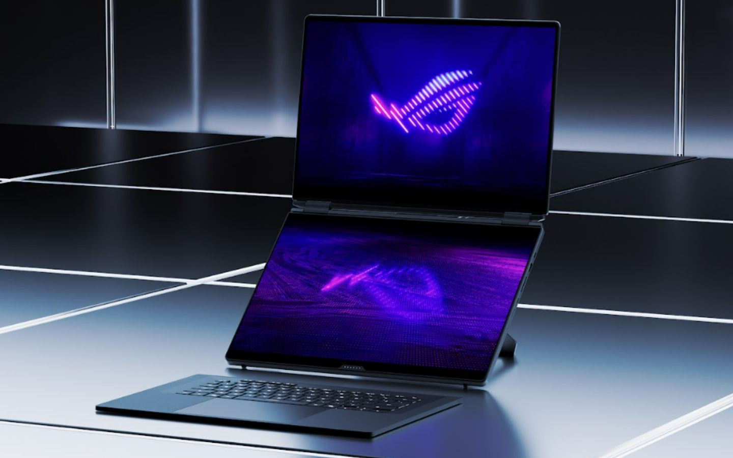 Hình ảnh laptop ROG Zephyrus Duo với hai màn hình hiển thị
