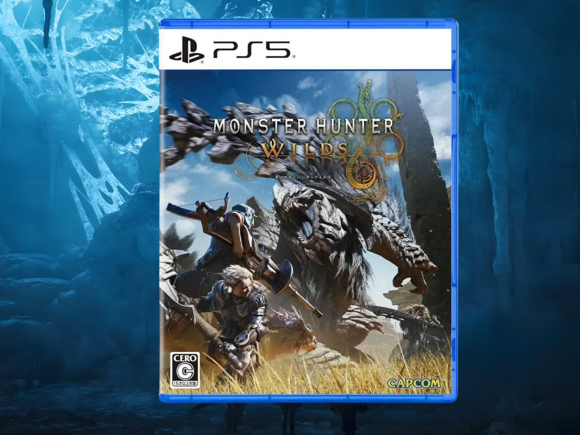 Ảnh chụp vỏ hộp game Monster Hunter Wilds phiên bản PS5 tại Nhật Bản
