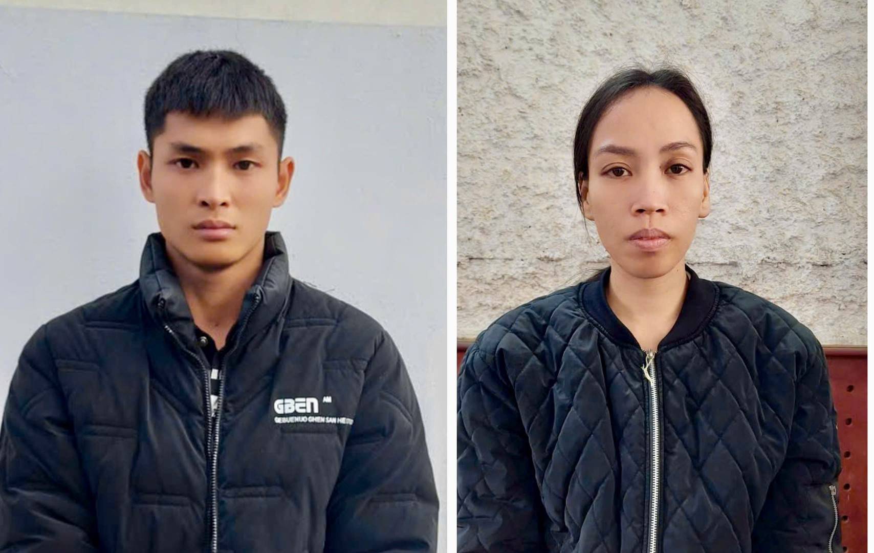 Hai đối tượng Đặng Văn Vinh và Phạm Thị Hoa tại cơ quan điều tra
