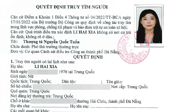 Ba đối tượng người Trung Quốc liên quan vụ án tại Phòng khám Đa khoa Quốc tế Đà Nẵng