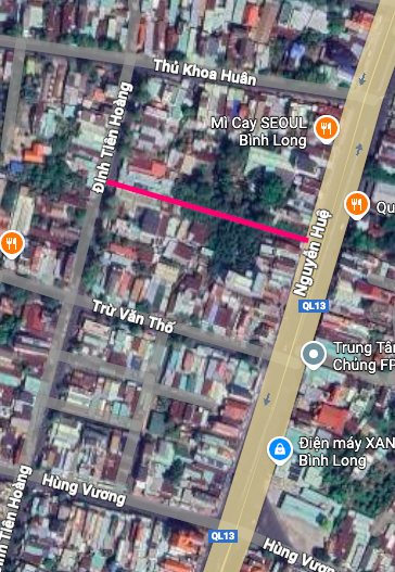 Sơ đồ tuyến đường song song Trừ Văn Thố trên vệ tinh