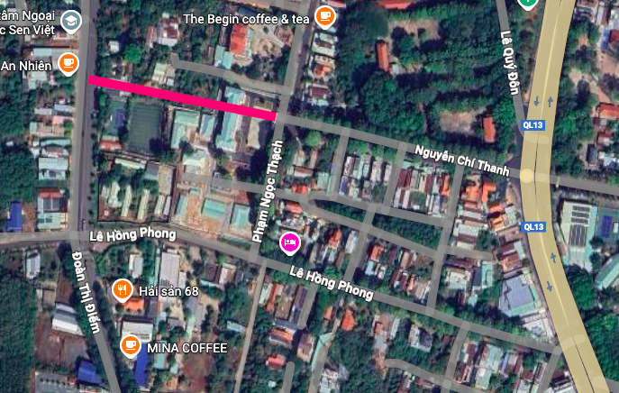 Sơ đồ tuyến đường nối tiếp Nguyễn Chí Thanh trên thực địa