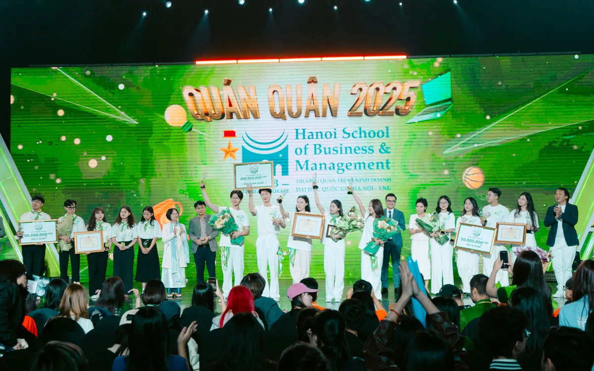 Đội Trường Quản trị và Kinh doanh - Đại học Quốc gia Hà Nội (HSB) trong giây phút chiến thắng. (Ảnh: BTC cung cấp)