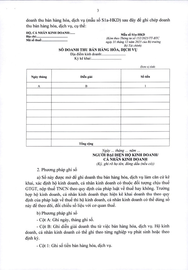 TOÀN VĂN: Thông tư 152/2025/TT-BTС hướng dẫn kế toán cho các hộ kinh doanh, cá nhân kinh doanh- Ảnh 3.