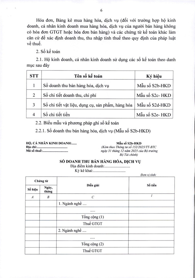 TOÀN VĂN: Thông tư 152/2025/TT-BTС hướng dẫn kế toán cho các hộ kinh doanh, cá nhân kinh doanh- Ảnh 6.