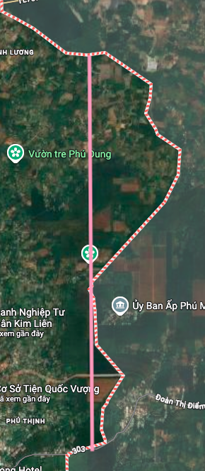 Sơ đồ thực tế tuyến cao tốc tại phường An Lộc trên Google Map