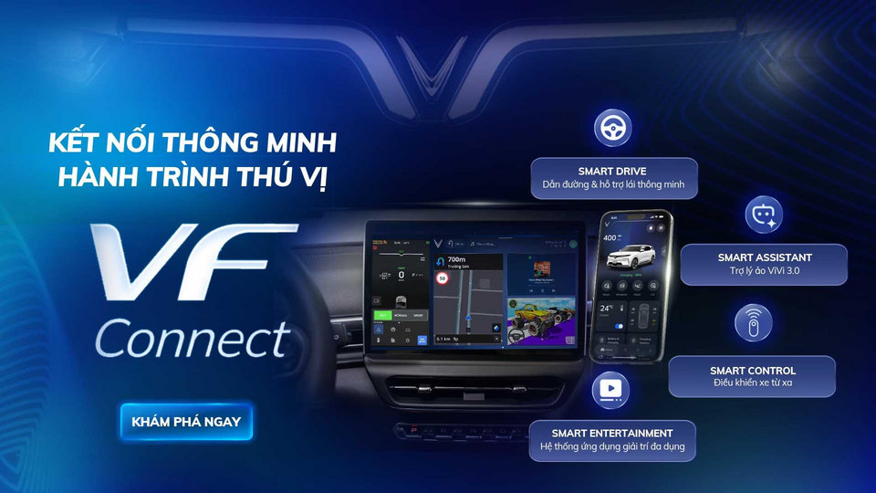 Hệ thống VF Connect trên màn hình xe điện VinFast